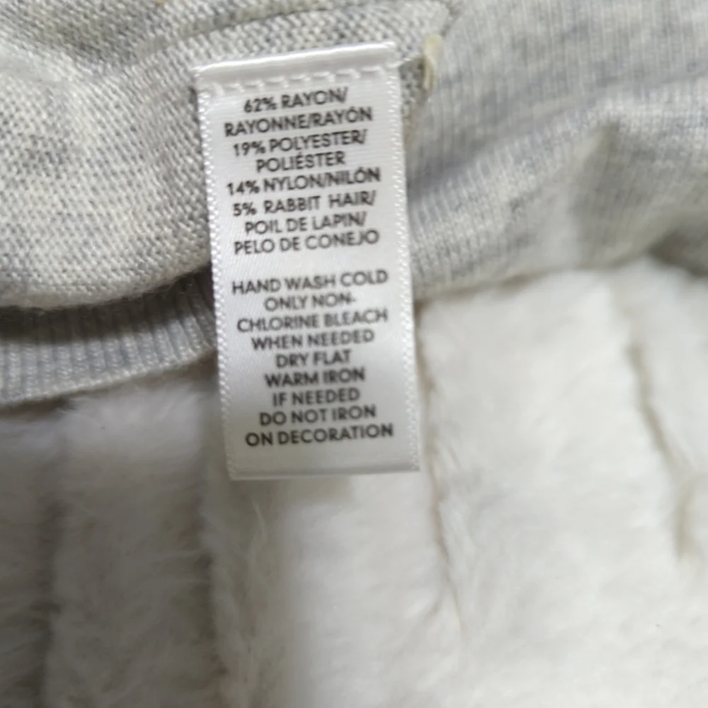 LOFT Gray Embellished Jewel Beaded Rabbit Hair Blend Cardigan‎ Sweater Small 645